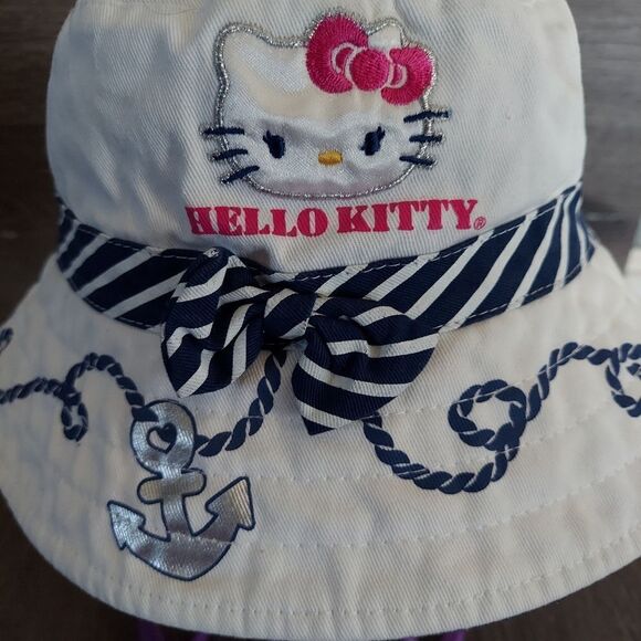 Hello Kitty Sailor Bow White Bucket Hat Sanrio 2012 Toodler - Picture 5 of 9